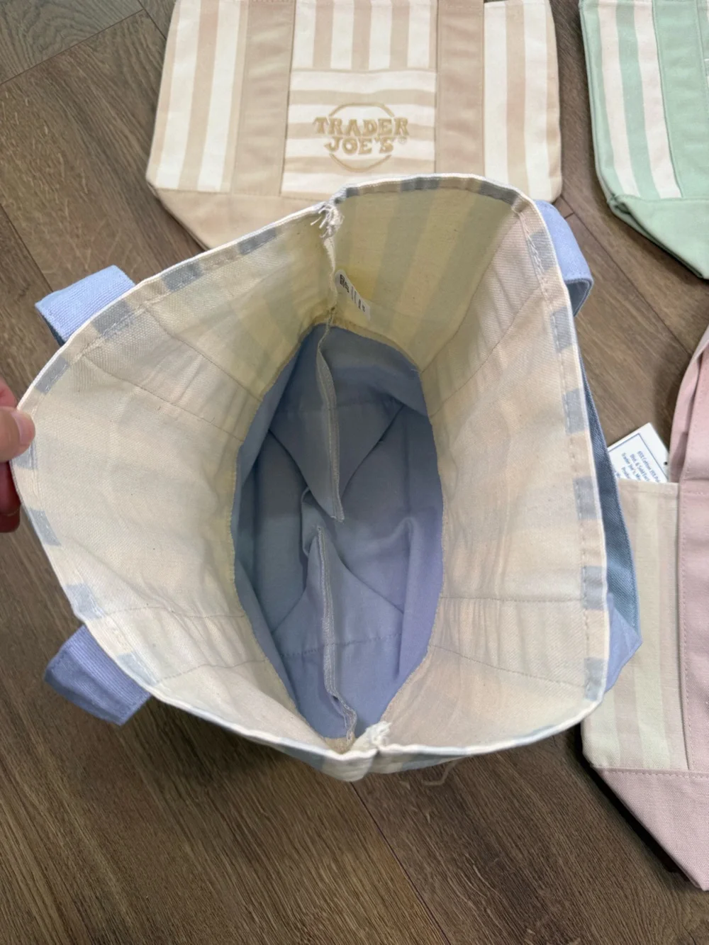 NWT Trader Joe’s Striped Mini Canvas Tote Bags Set of 4 Pastel Colors Spring